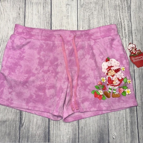 Strawberry Shortcake Women's L Large Pocket Jogger Shorts Pink - Picture 1 of 5